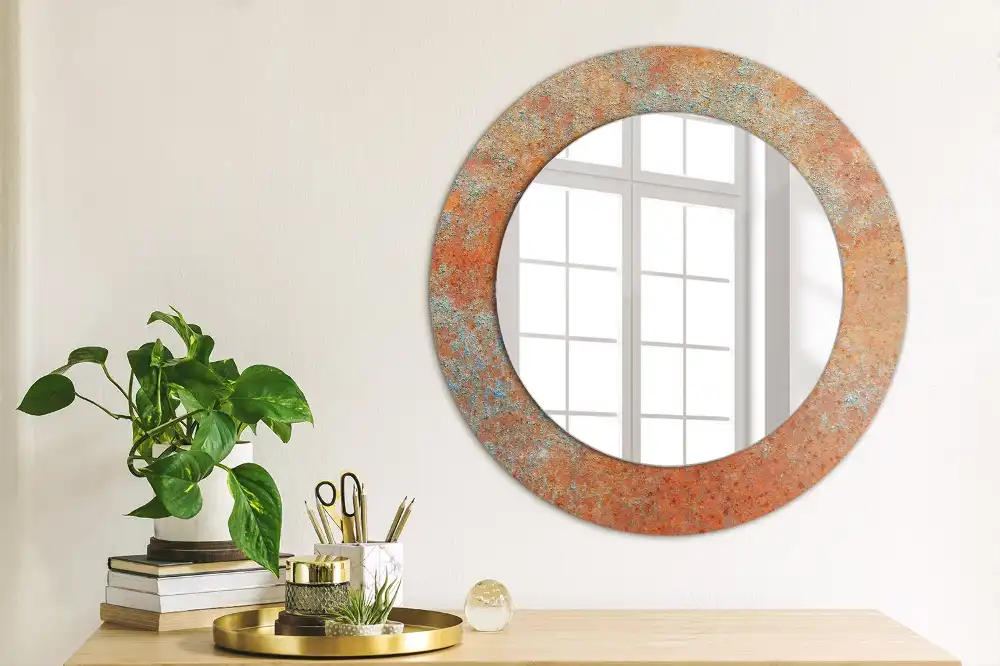 Round decorative mirror Rusty metal