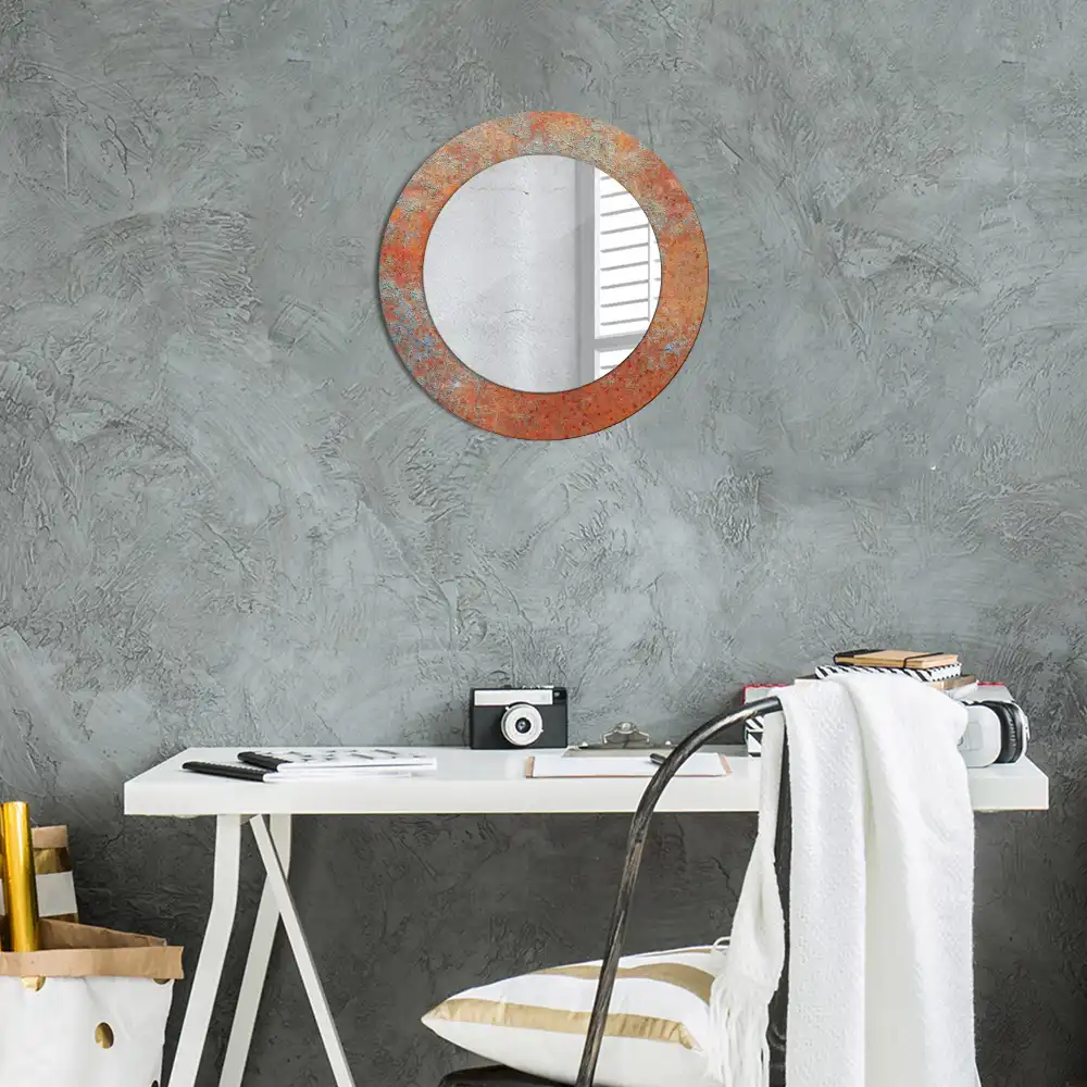 Round decorative mirror Rusty metal