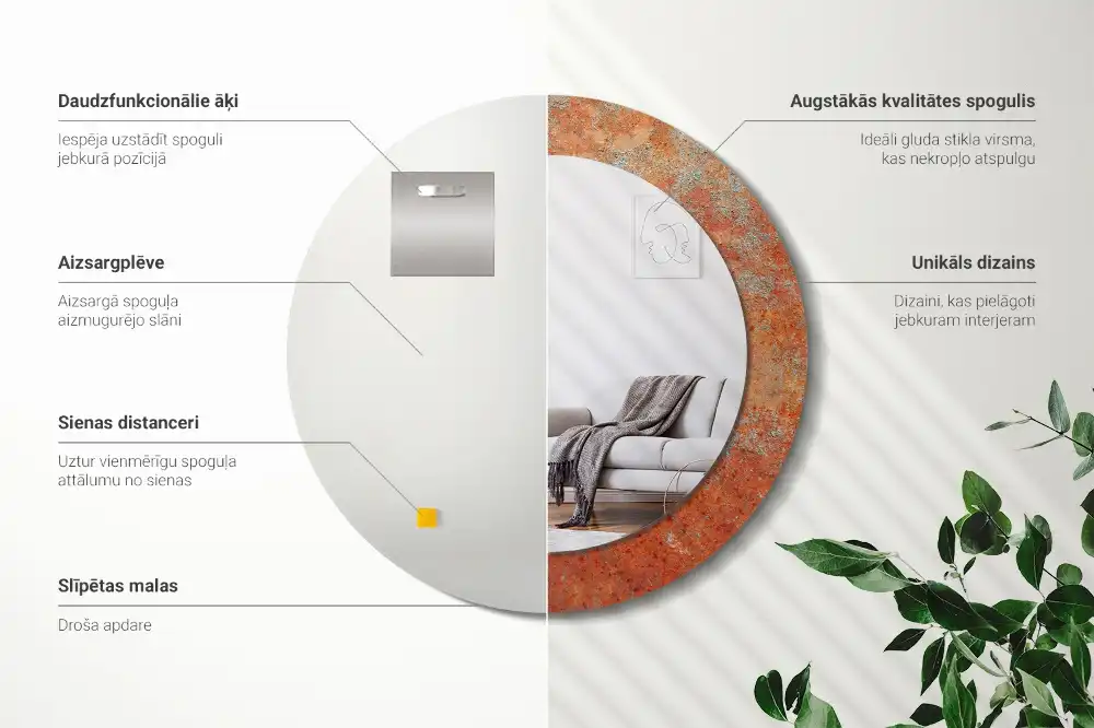 Round decorative mirror Rusty metal