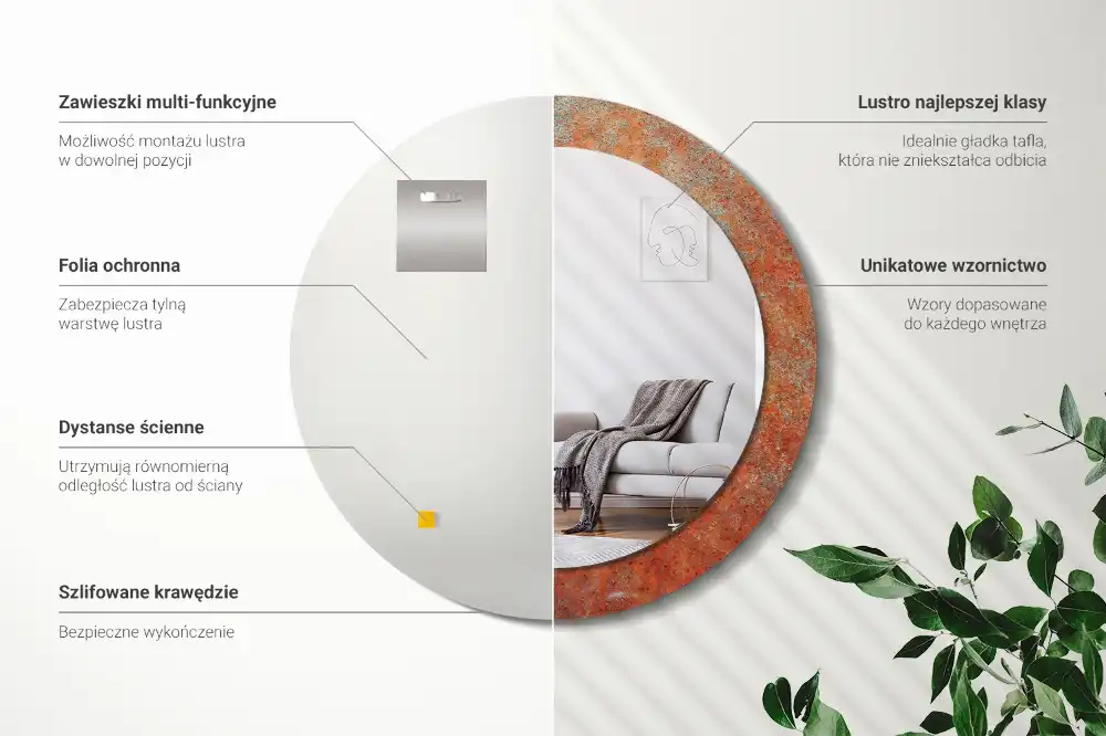 Round decorative mirror Rusty metal