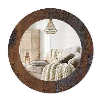 Round printed mirror Metallic rustic
