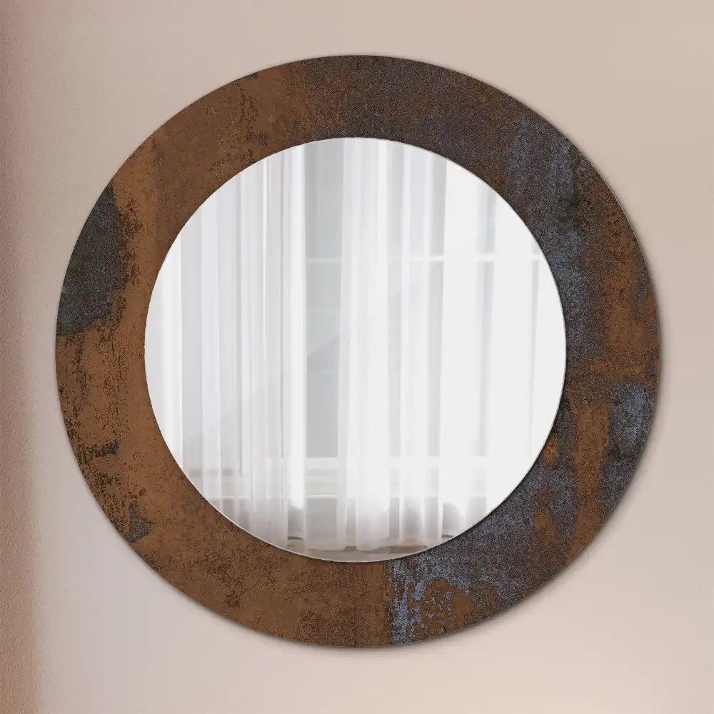 Round printed mirror Metallic rustic