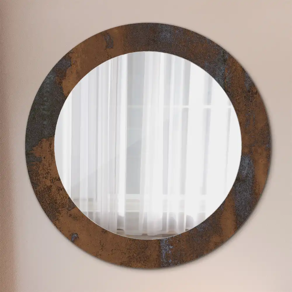 Round printed mirror Metallic rustic