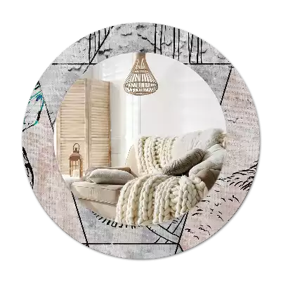 Round decorative mirror Abstract animals