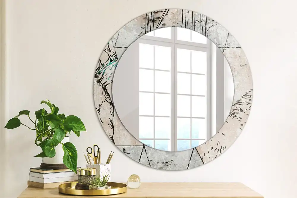 Round decorative mirror Abstract animals