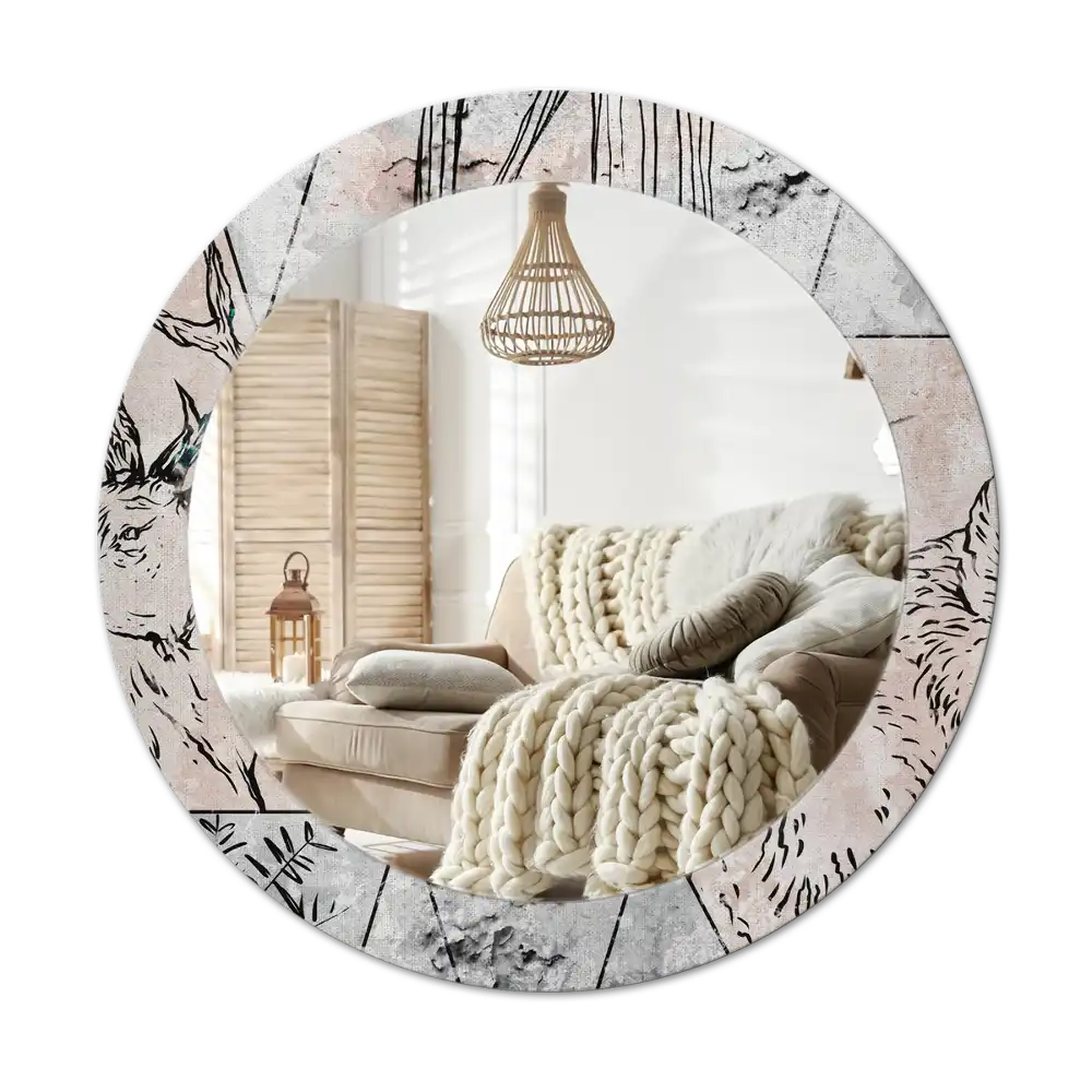 Round decorative mirror Abstract animals