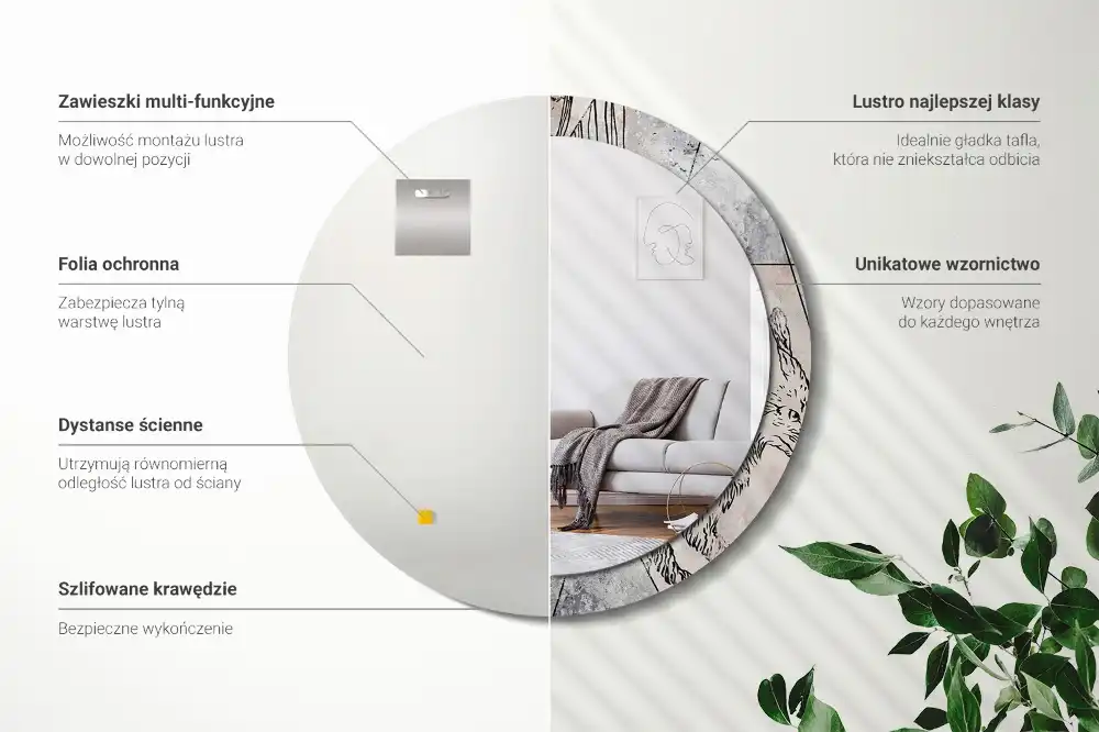 Round decorative mirror Abstract animals