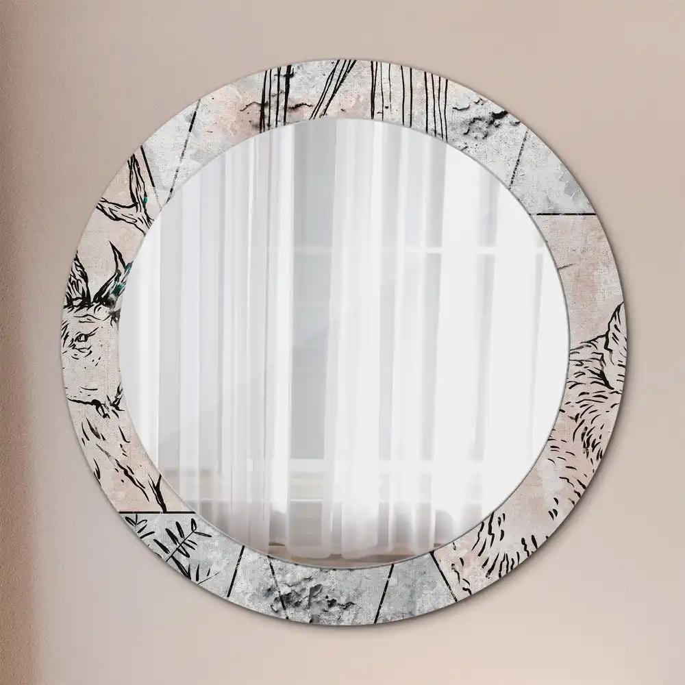 Round decorative mirror Abstract animals