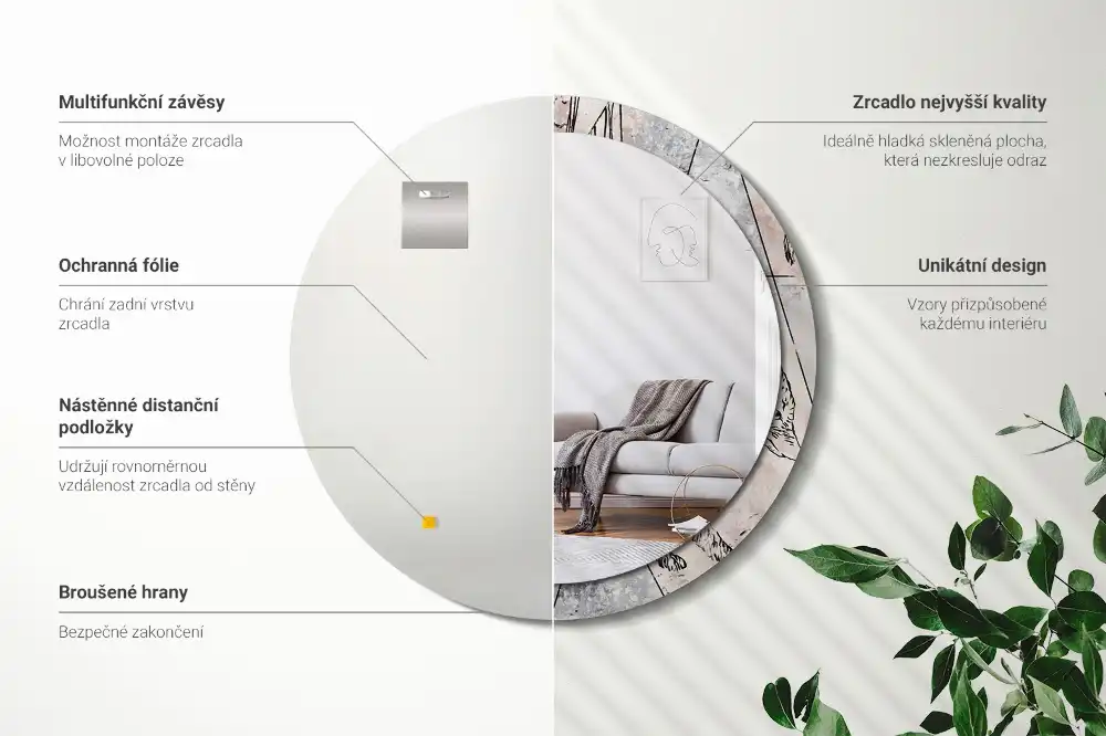 Round decorative mirror Abstract animals