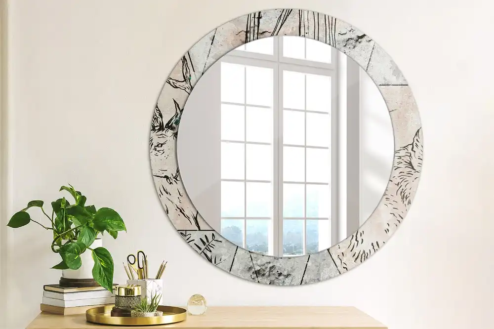 Round decorative mirror Abstract animals