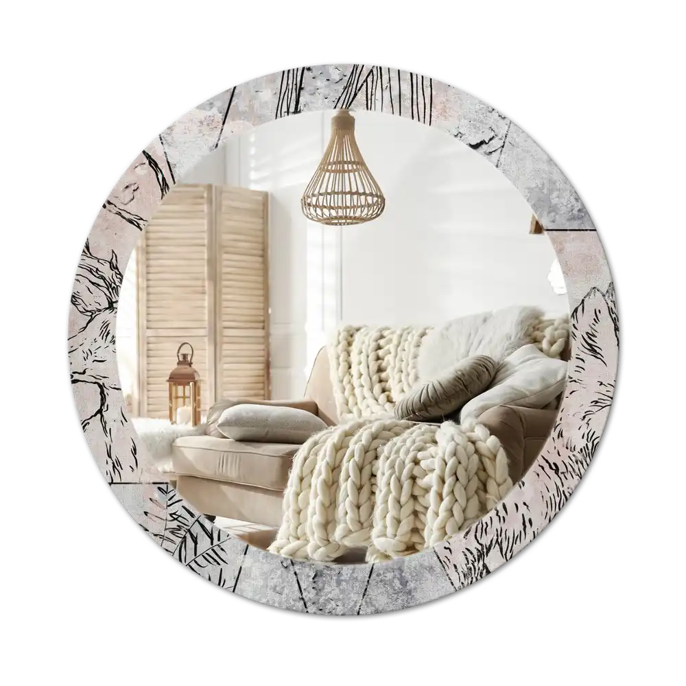 Round decorative mirror Abstract animals