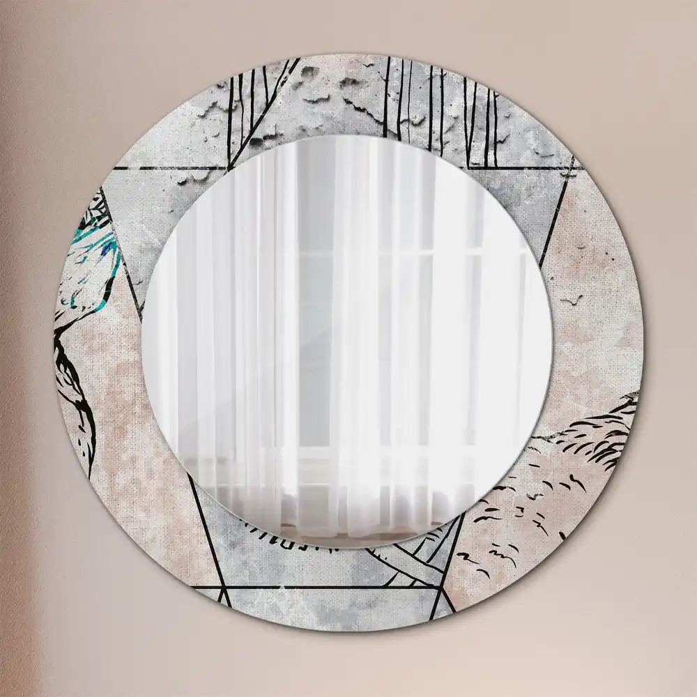 Round decorative mirror Abstract animals