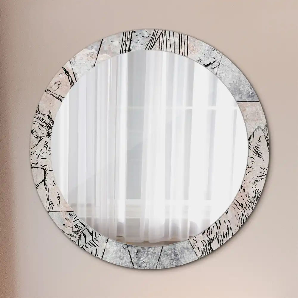 Round decorative mirror Abstract animals