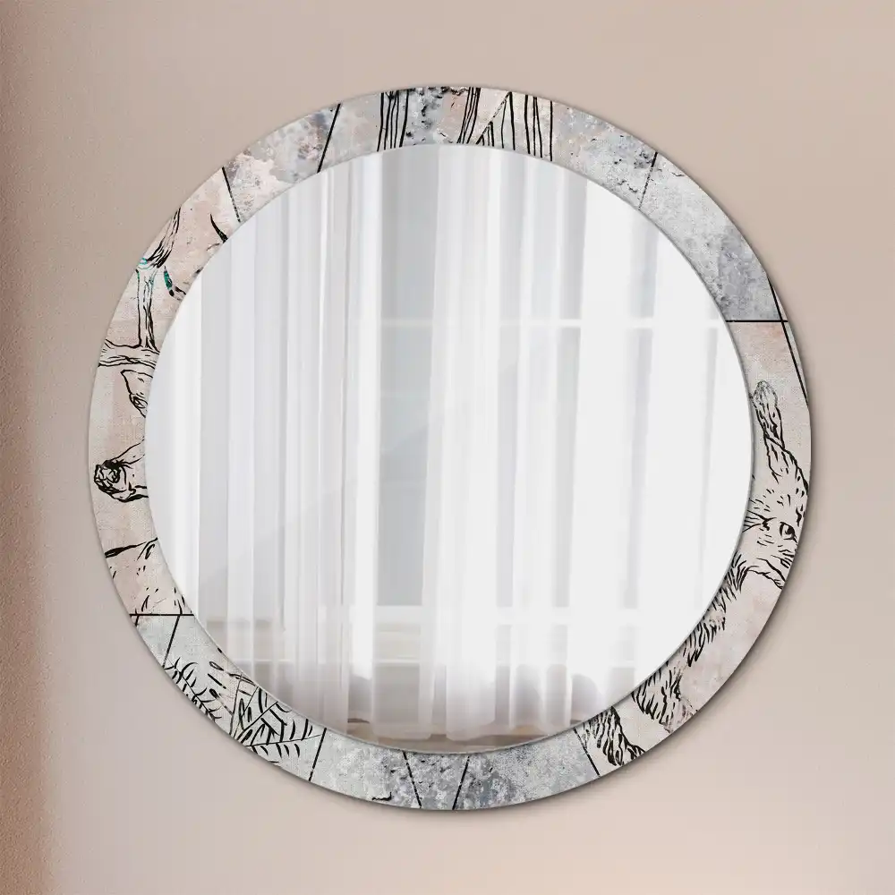 Round decorative mirror Abstract animals