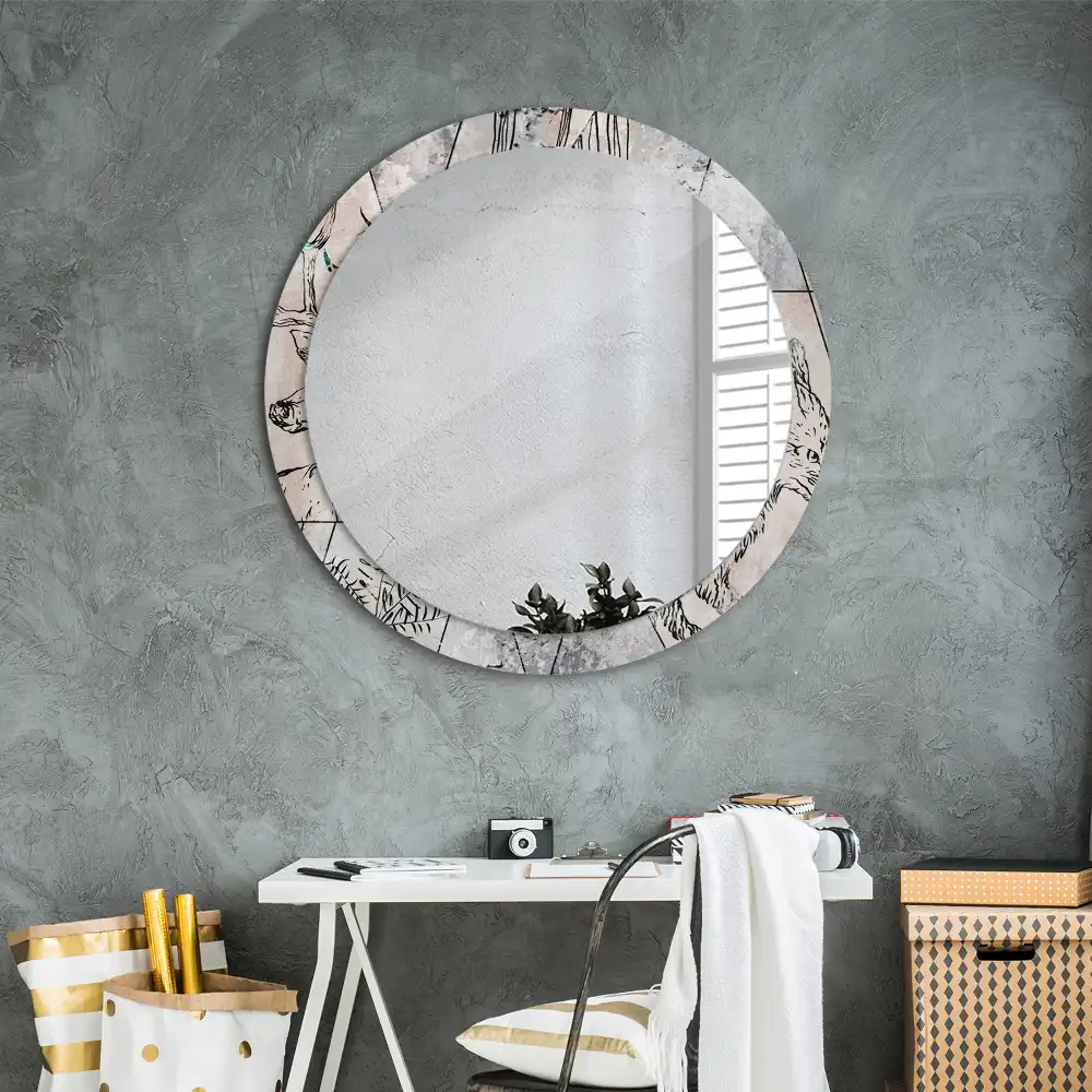 Round decorative mirror Abstract animals