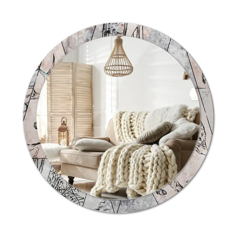 Round decorative mirror Abstract animals
