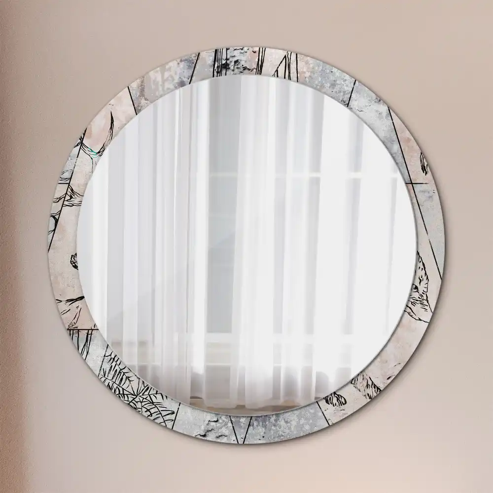 Round decorative mirror Abstract animals