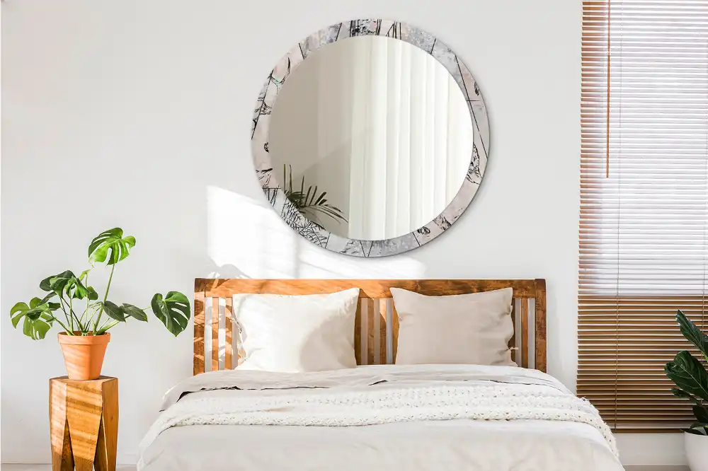 Round decorative mirror Abstract animals