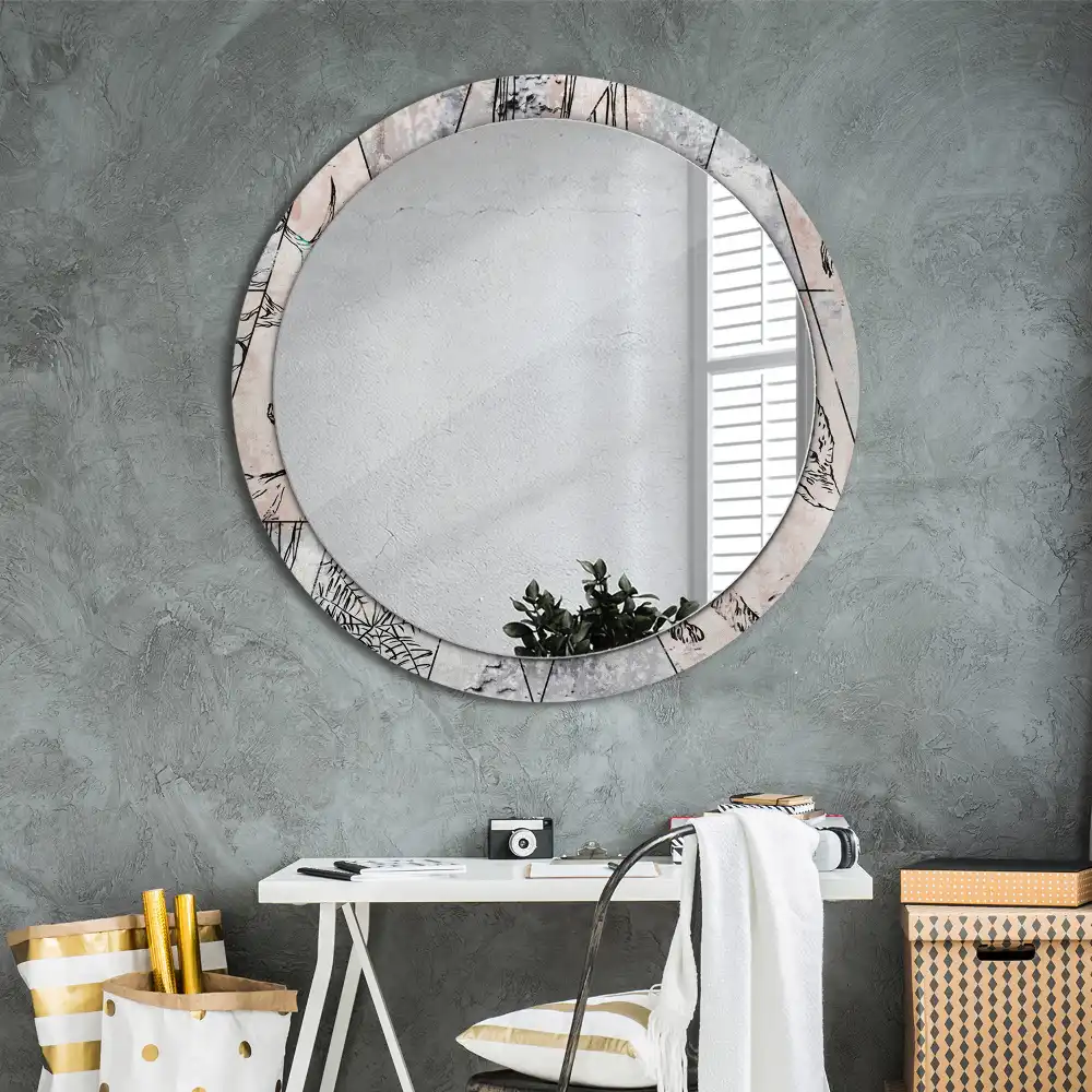 Round decorative mirror Abstract animals