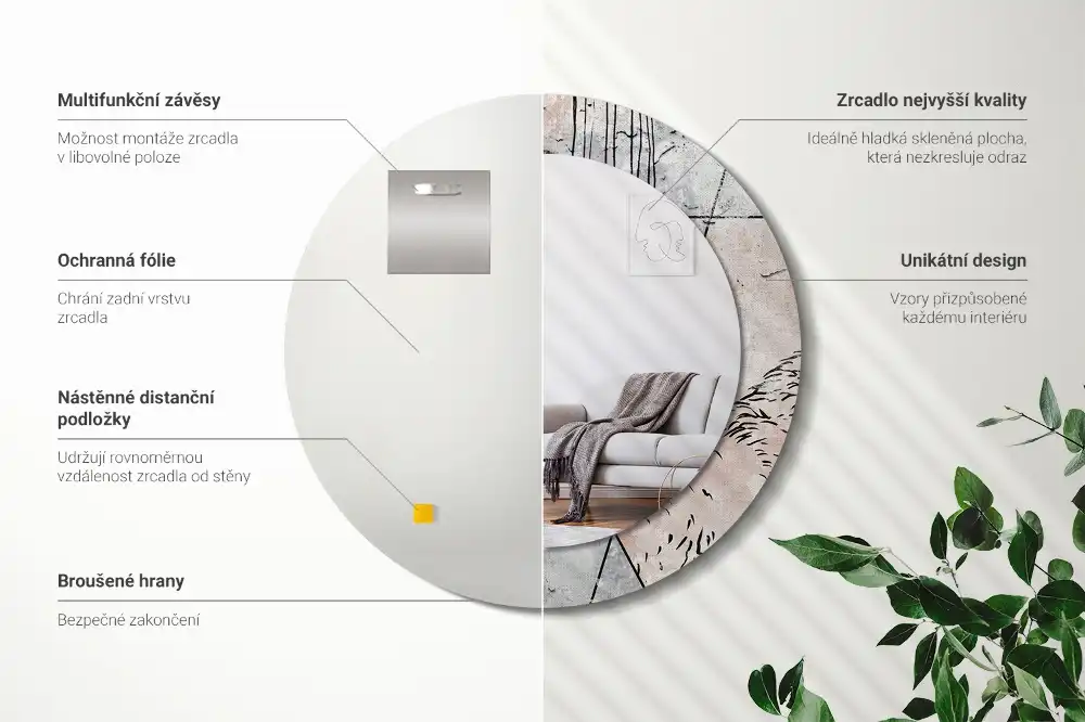 Round decorative mirror Abstract animals