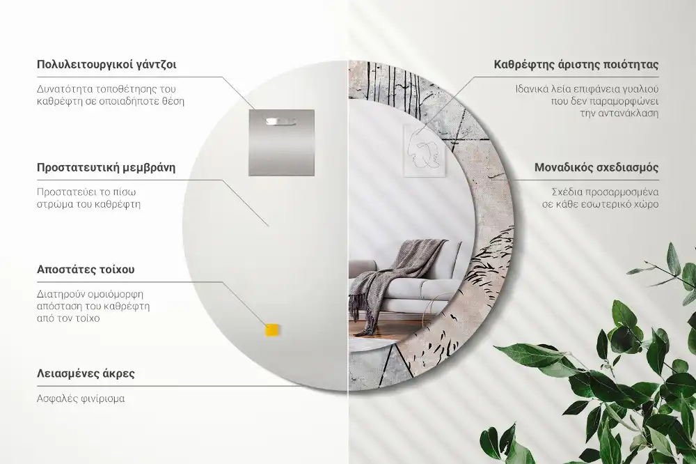 Round decorative mirror Abstract animals