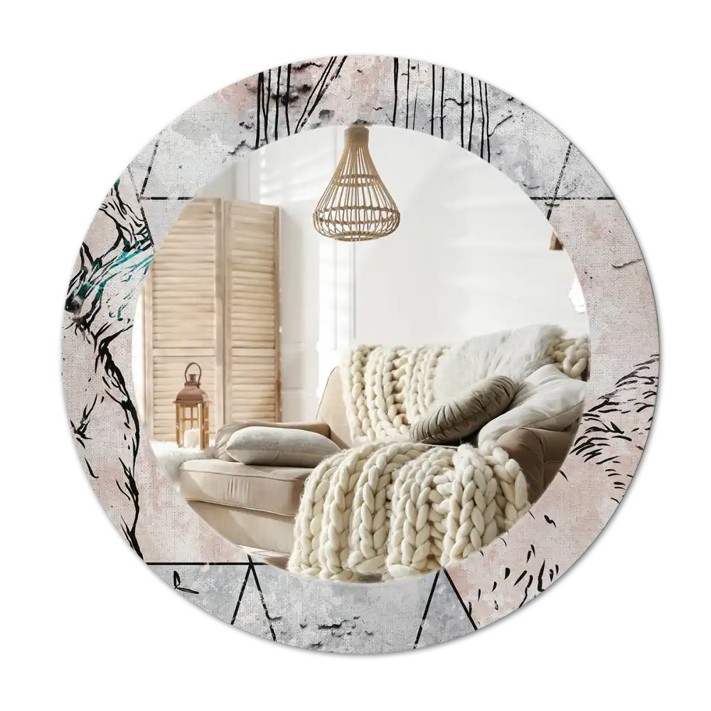 Round decorative mirror Abstract animals