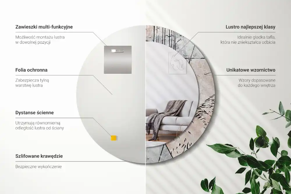 Round decorative mirror Abstract animals