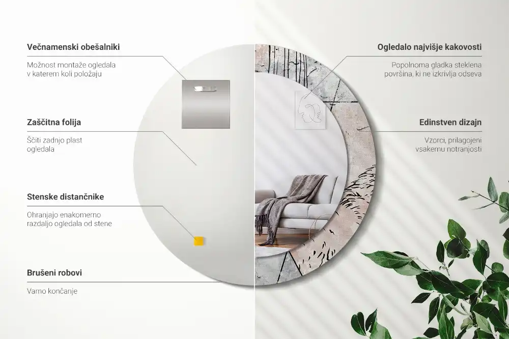 Round decorative mirror Abstract animals