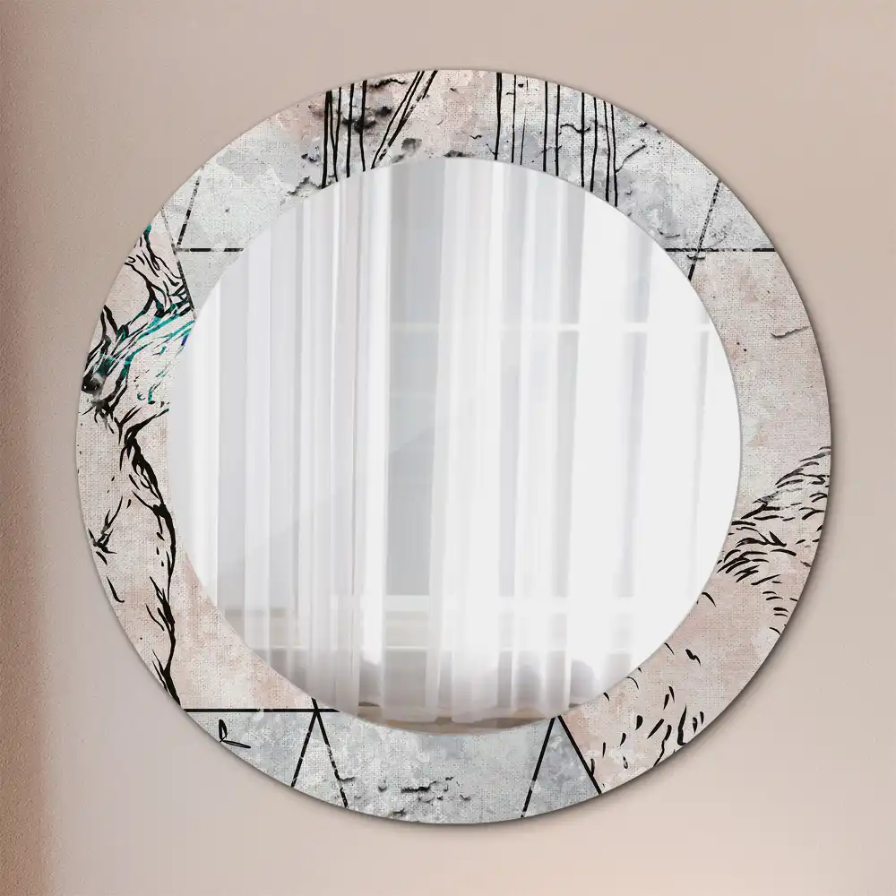 Round decorative mirror Abstract animals