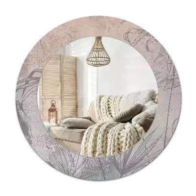 Round decorative mirror Tropical flowers