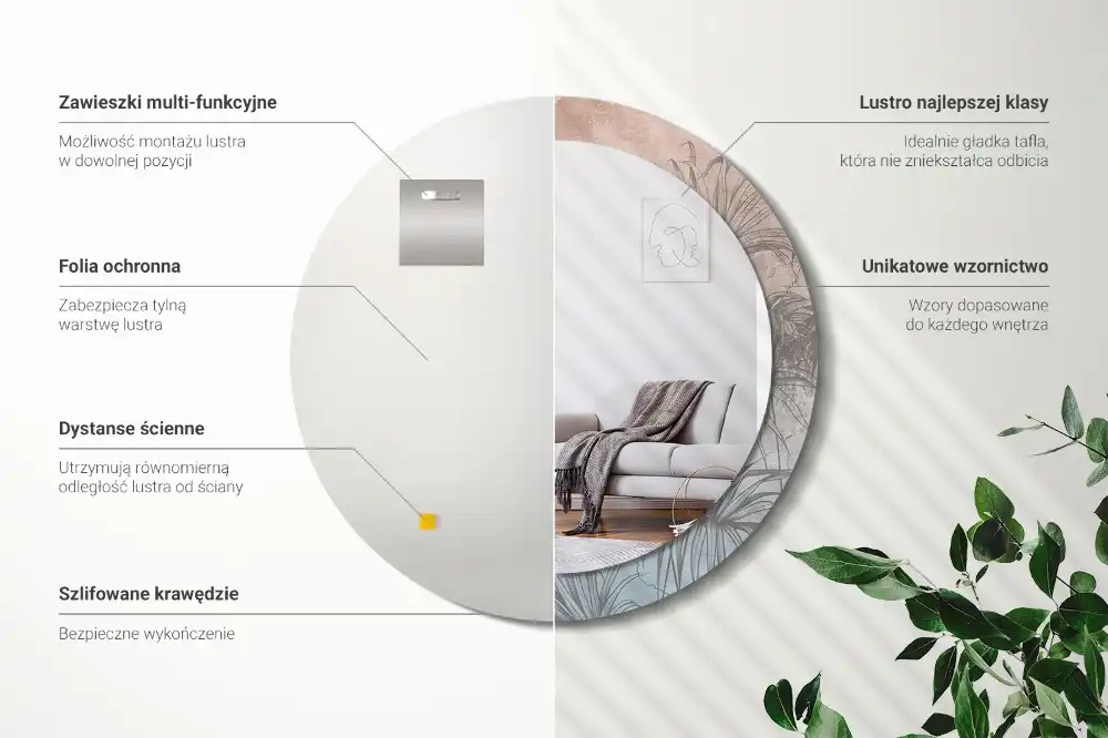 Round decorative mirror Tropical flowers