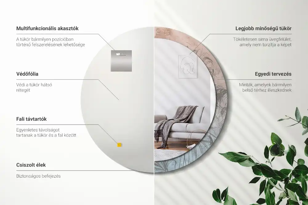 Round decorative mirror Tropical flowers