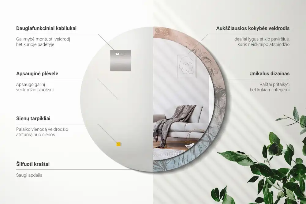 Round decorative mirror Tropical flowers