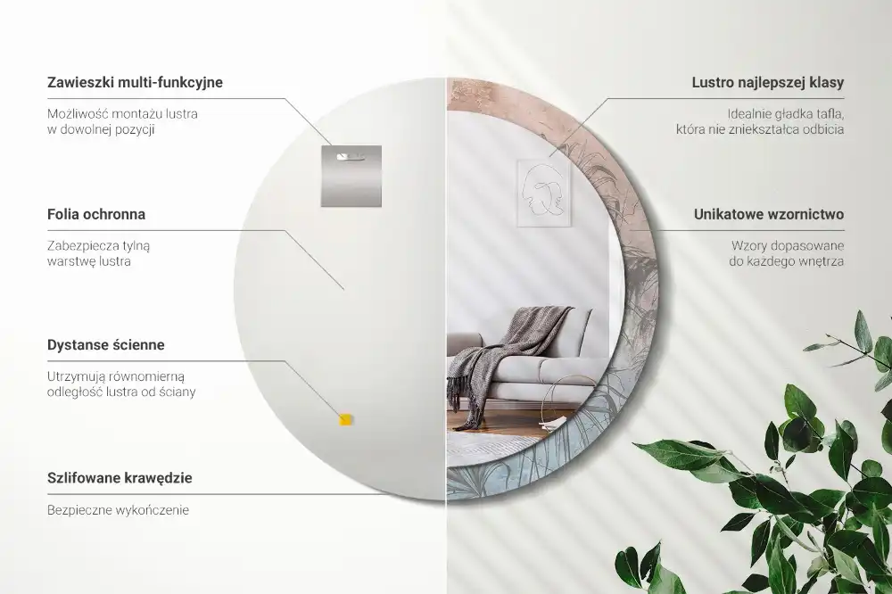 Round decorative mirror Tropical flowers