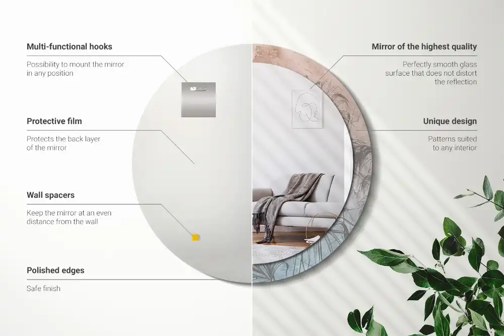 Round decorative mirror Tropical flowers