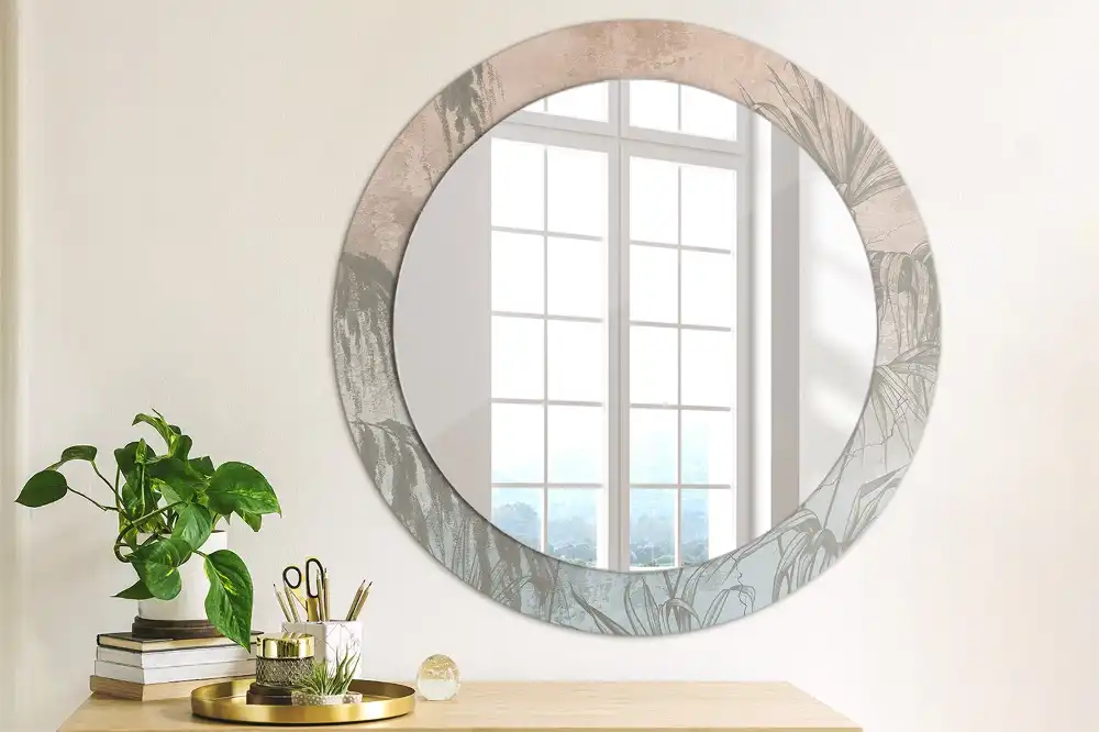 Round decorative mirror Tropical flowers