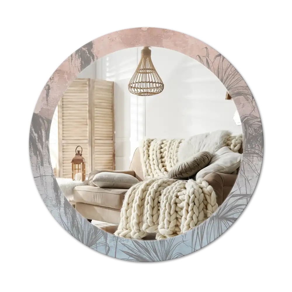 Round decorative mirror Tropical flowers