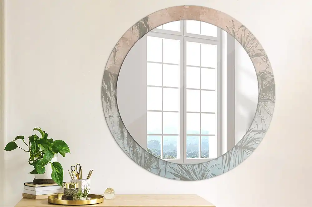 Round decorative mirror Tropical flowers