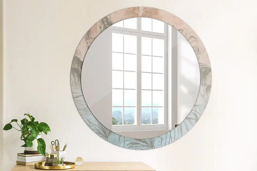Round decorative mirror Tropical flowers