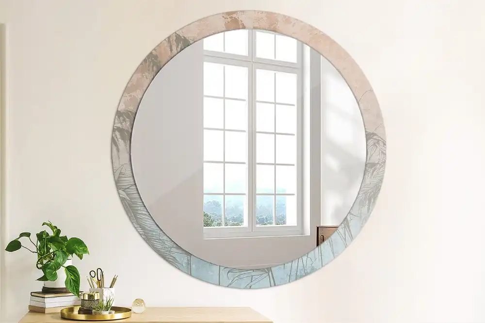 Round decorative mirror Tropical flowers