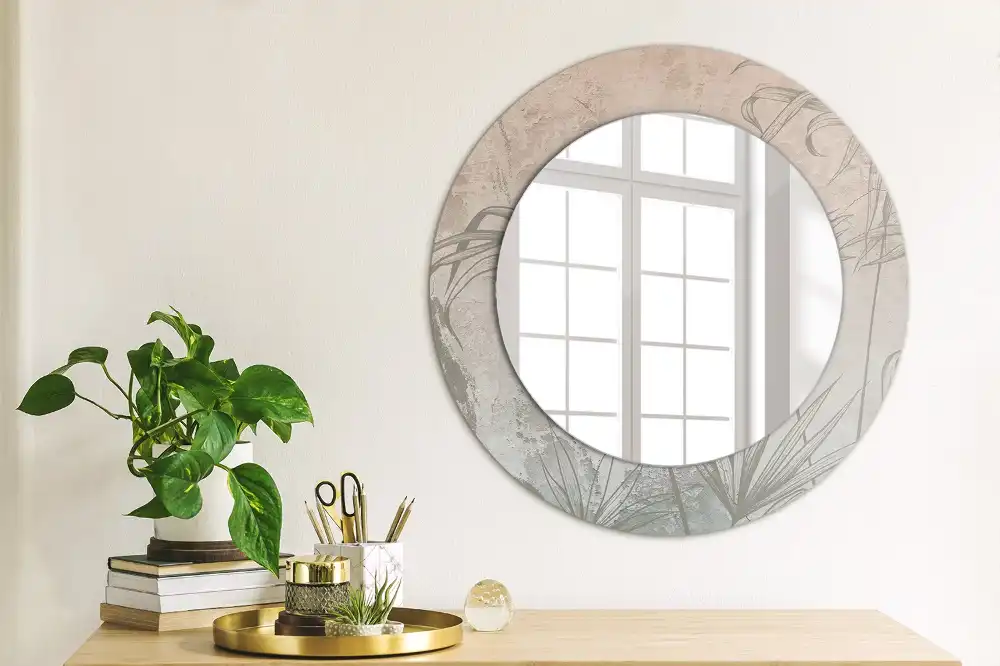 Round decorative mirror Tropical flowers