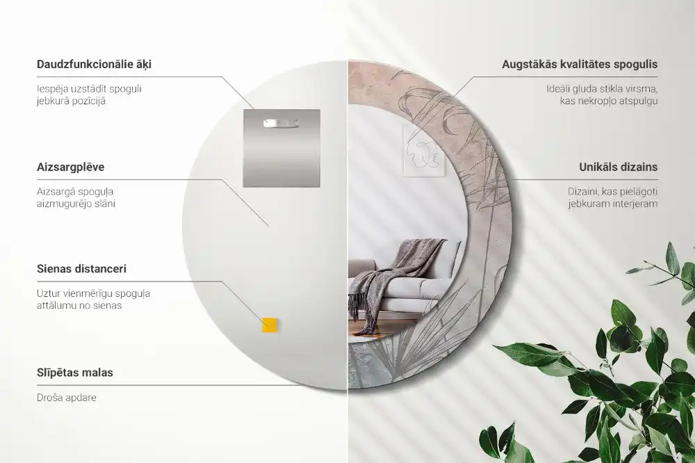 Round decorative mirror Tropical flowers