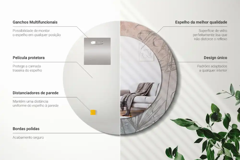 Round decorative mirror Tropical flowers