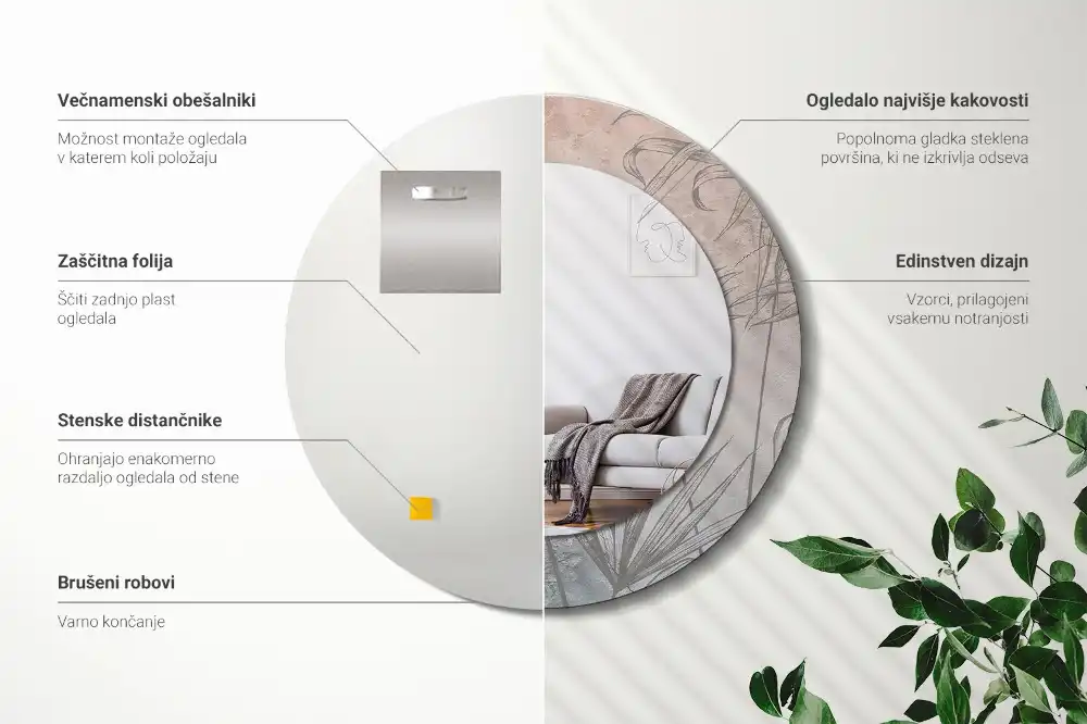 Round decorative mirror Tropical flowers