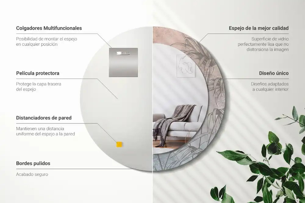 Round decorative mirror Tropical flowers