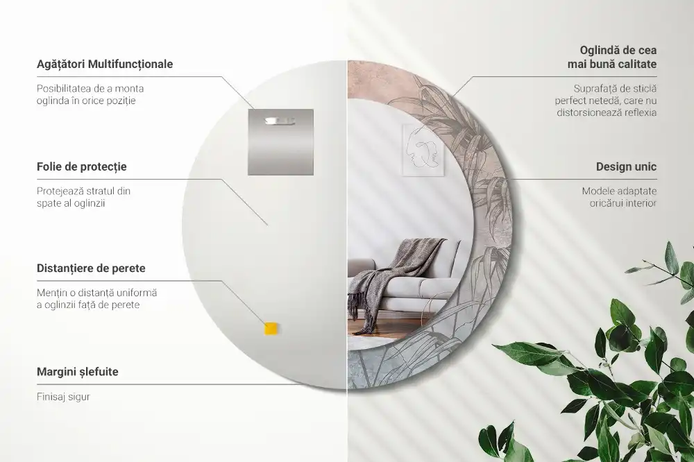 Round decorative mirror Tropical flowers