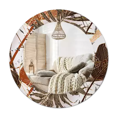 Round decorative mirror Palm leaves
