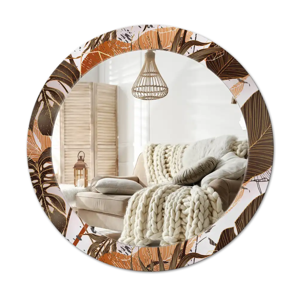Round decorative mirror Palm leaves