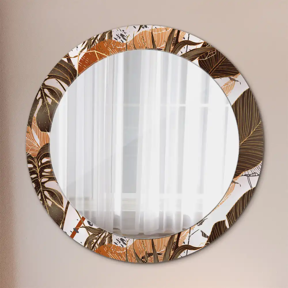 Round decorative mirror Palm leaves