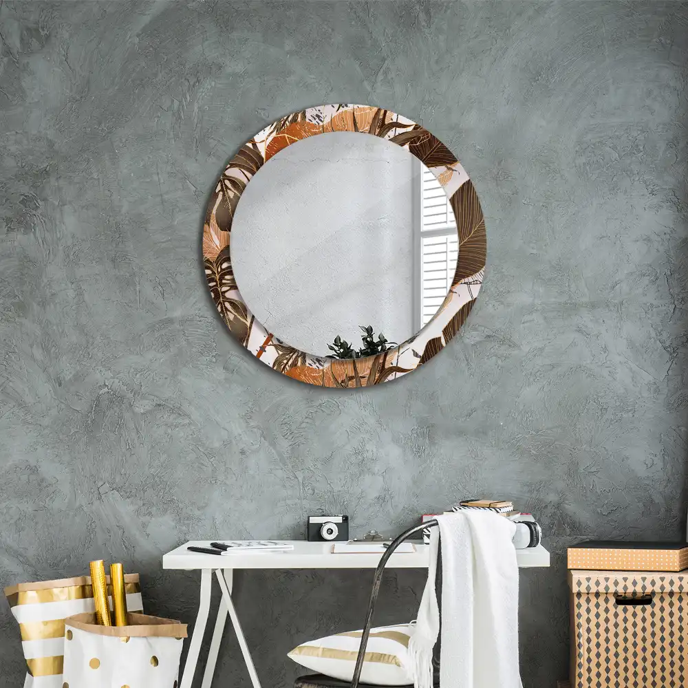 Round decorative mirror Palm leaves